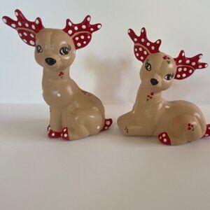 Vintage Kimple mold Quilted Reindeer figures Christmas decoration